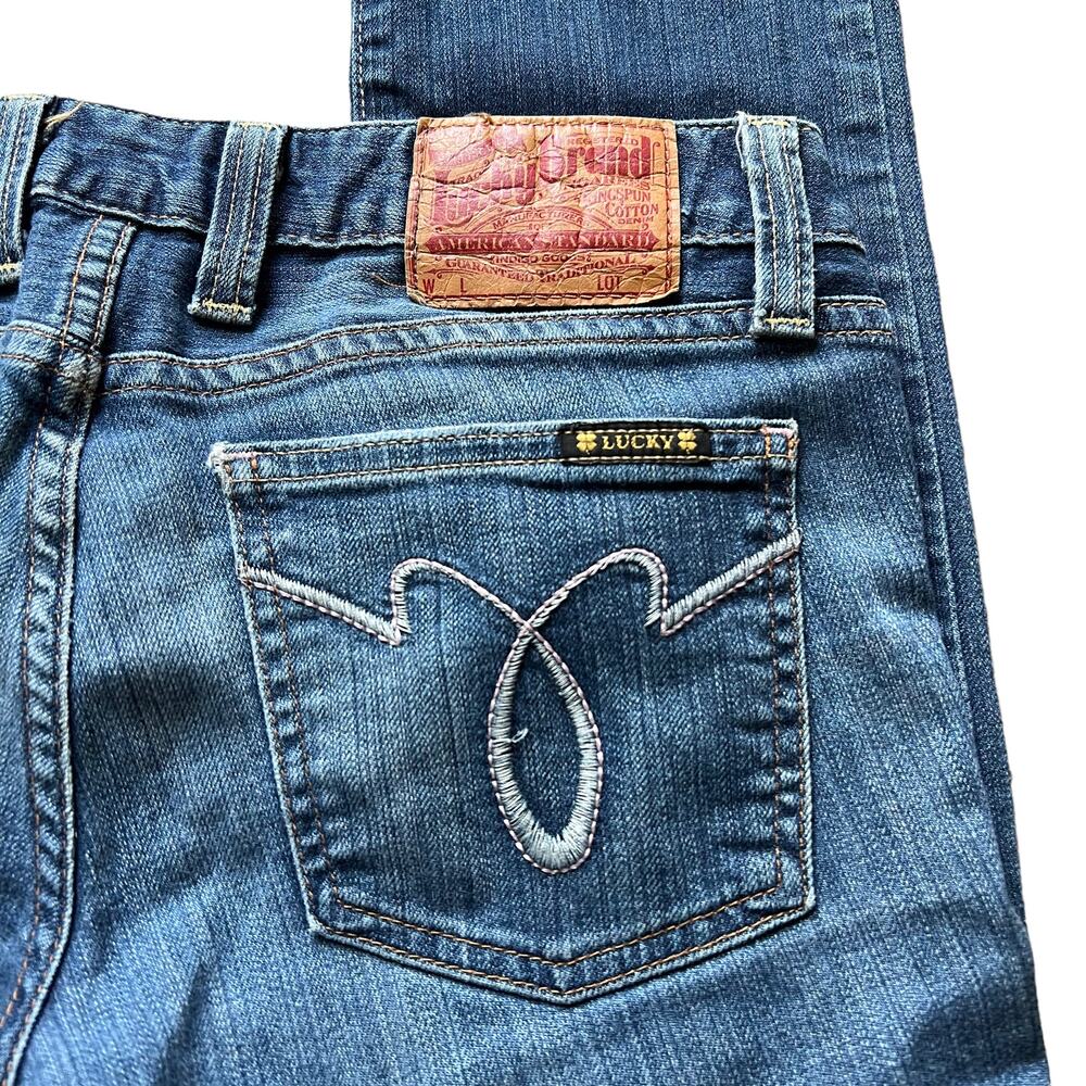 Womens Lucky Brand Lola Straight Run Stitch Jeans 2/26 Frayed Hem Low Rise - Picture 6 of 14